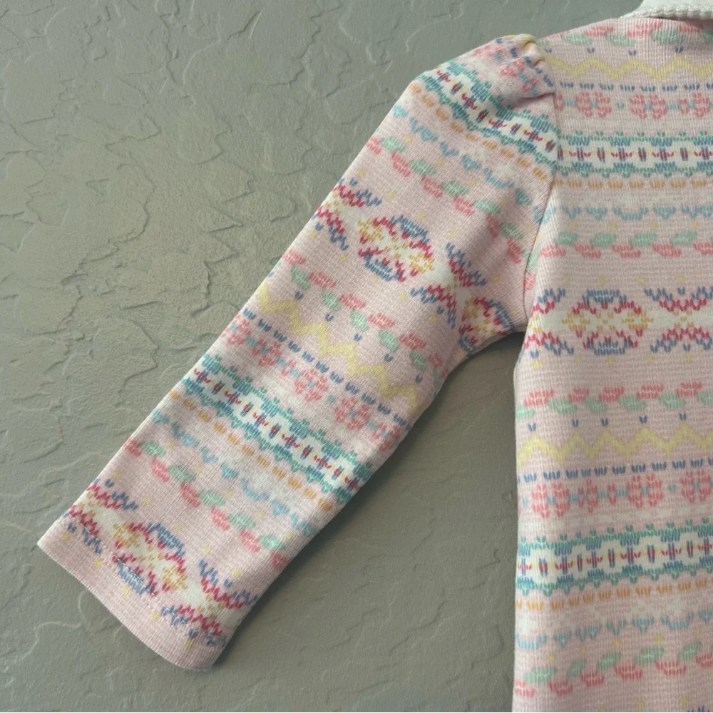 Ralph Lauren light pink fair isle print ruffled coverall size 6 months